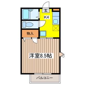 グリーンヴィラ弐番館(1K/1階)の間取り写真