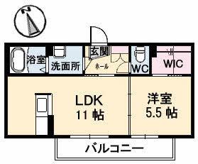 グレイスフル橘A棟(1LDK/3階)の間取り写真