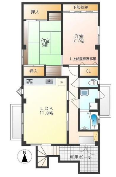 本多ビル(2LDK/3階)の間取り写真