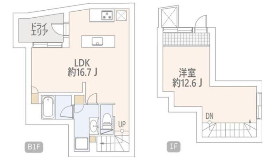GRANDSTORY西麻布(1LDK/1階)の間取り写真
