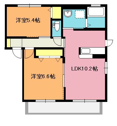 リオグランデ北本III(2LDK/2階)の間取り写真