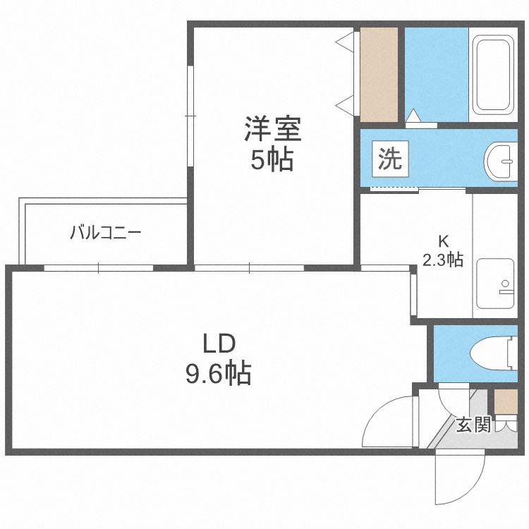 KOKOMO手稲(1LDK/3階)の間取り写真
