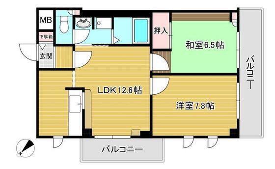 プチメゾン・ボヌール(2LDK/2階)の間取り写真