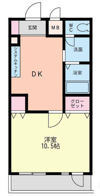 YSセブンハイム(1DK/2階)の間取り写真