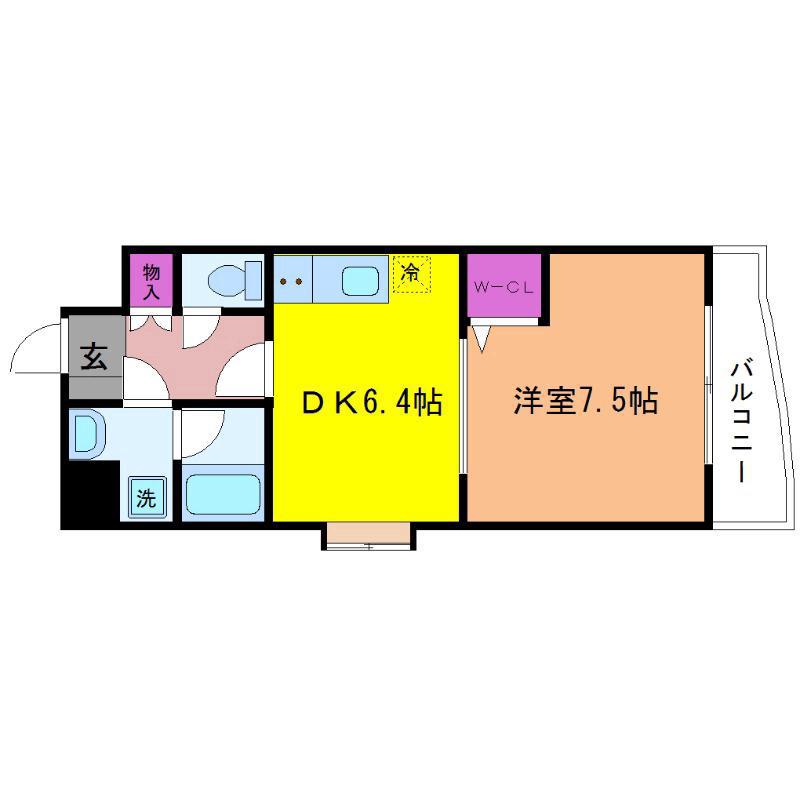 アクアスイート新大阪(1DK/8階)の間取り写真