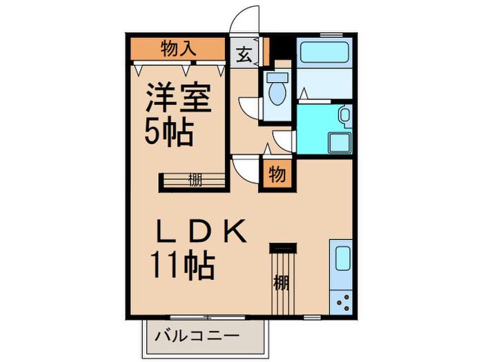 グローリーヒルズ(1LDK/3階)の間取り写真