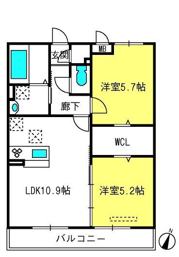 五反田ガーデン(2LDK/3階)の間取り写真