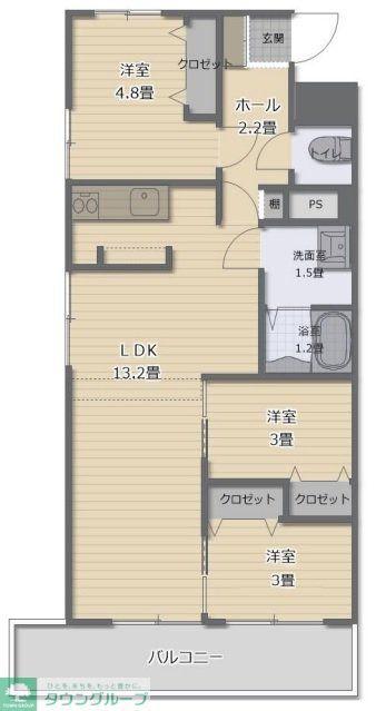 芝パークサイドハイツ(3LDK/7階)の間取り写真