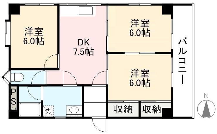 LEPO KITACHO(3DK/3階)の間取り写真
