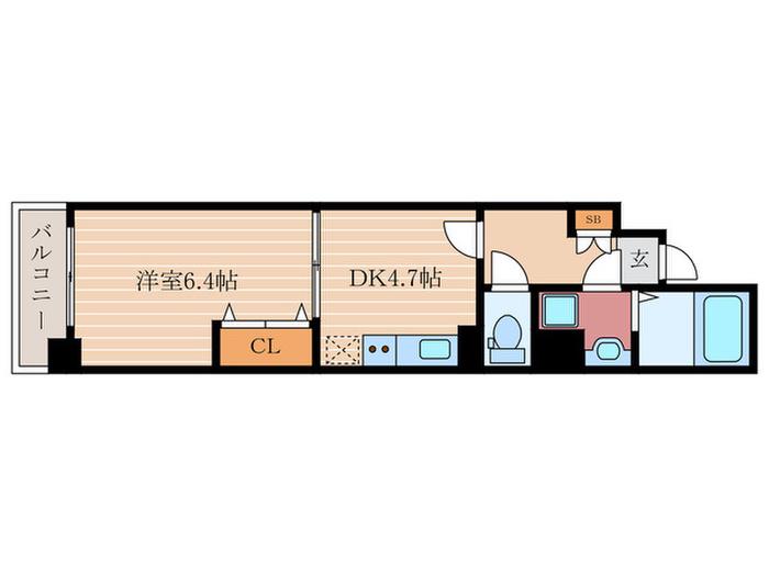 ウエストY KARASUMA (1DK/2階)の間取り写真