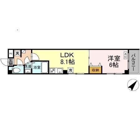 AMAPOLA(1LDK/3階)の間取り写真