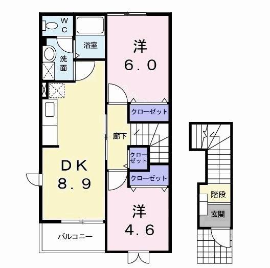サンセールO・B(2DK/2階)の間取り写真
