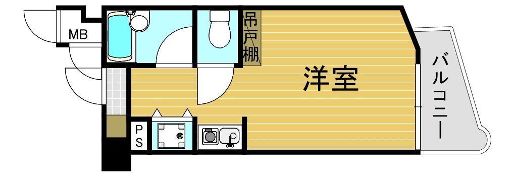 ダイナコート西新南(ワンルーム/4階)の間取り写真