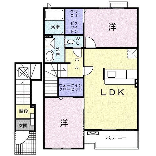 コメッソII(2LDK/2階)の間取り写真