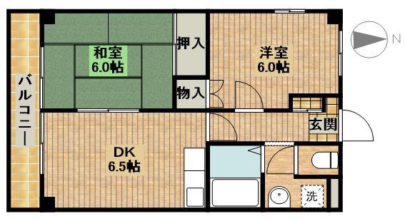 ハイツ橘(2DK/3階)の間取り写真