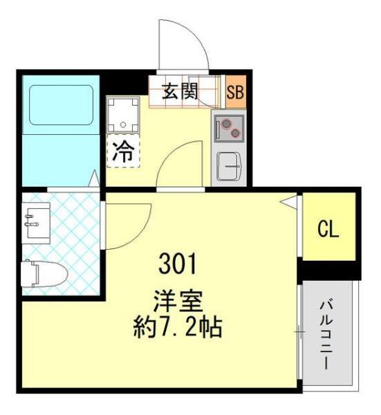 VOYAGEYOKOHAMA(1K/3階)の間取り写真
