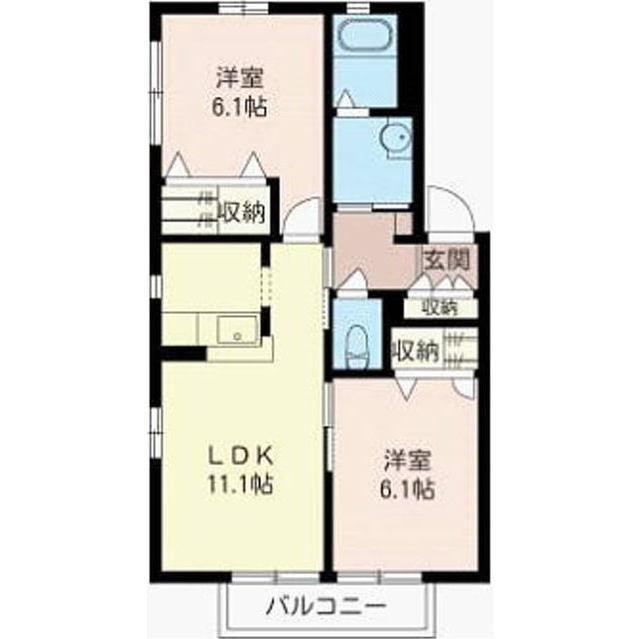 ドミールD(2LDK/1階)の間取り写真