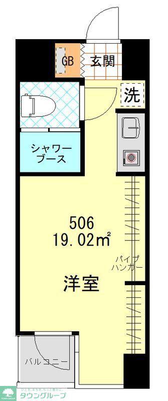 フォンテ六本木(ワンルーム/5階)の間取り写真