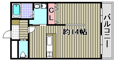 ルミー羽倉崎(1LDK/2階)の間取り写真