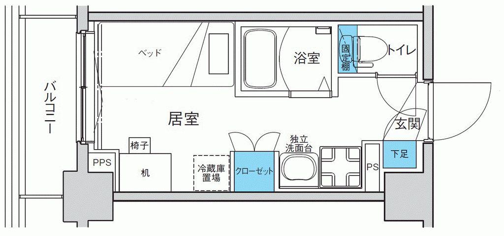 キャンパスヴィレッジ浦安(ワンルーム/1階)の間取り写真