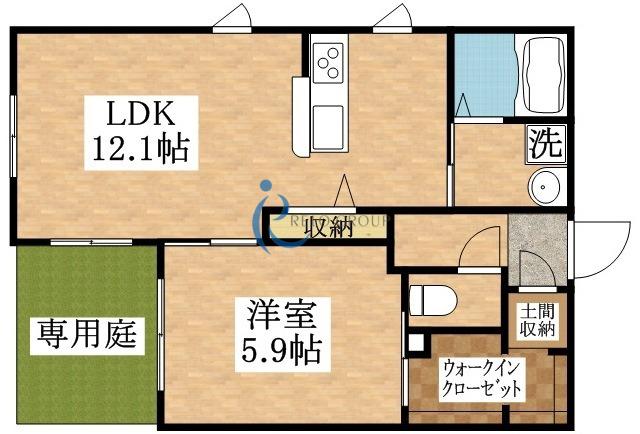 シャーメゾンTAKEOKA(1LDK/1階)の間取り写真