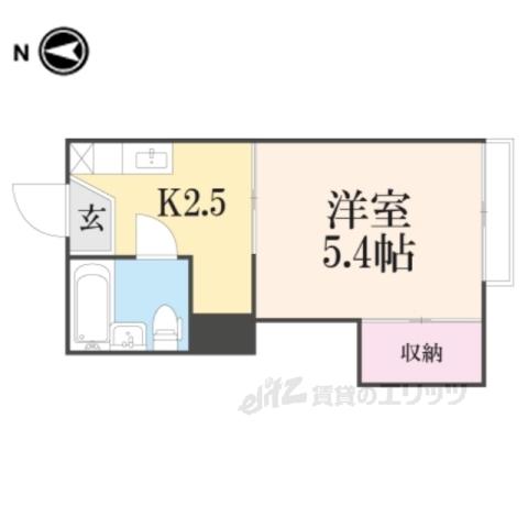 シャンブル12(1K/1階)の間取り写真