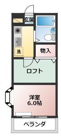 クレスト大友(1K/3階)の間取り写真