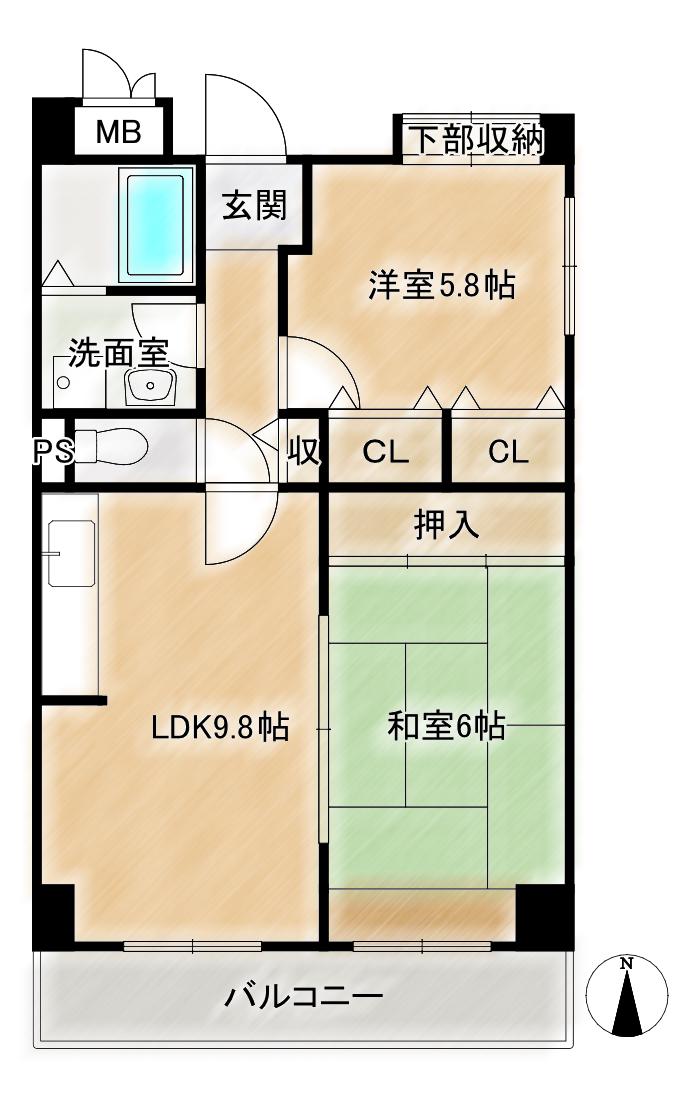 ルミエール東雲(2LDK/3階)の間取り写真