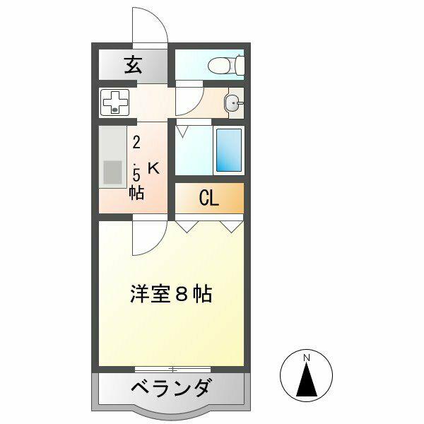 カノン本郷(1K/2階)の間取り写真
