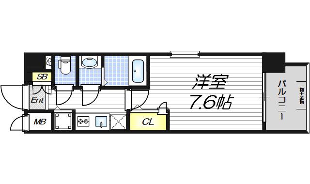 クリスタルグランツ梅田(1K/7階)の間取り写真