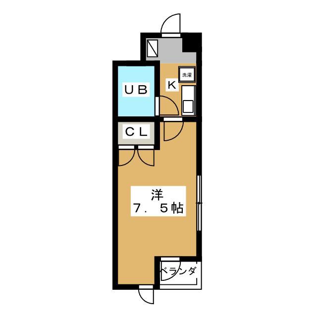 K・CUBIK(1K/4階)の間取り写真