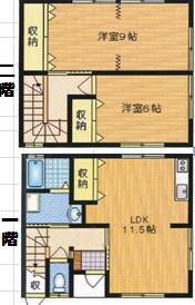 アップルハイツB棟(2LDK/1階)の間取り写真