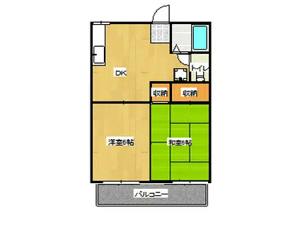 コーポ長船A(2DK/2階)の間取り写真