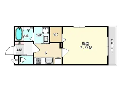 コスモルシュメゾン塚口III(1K/1階)の間取り写真