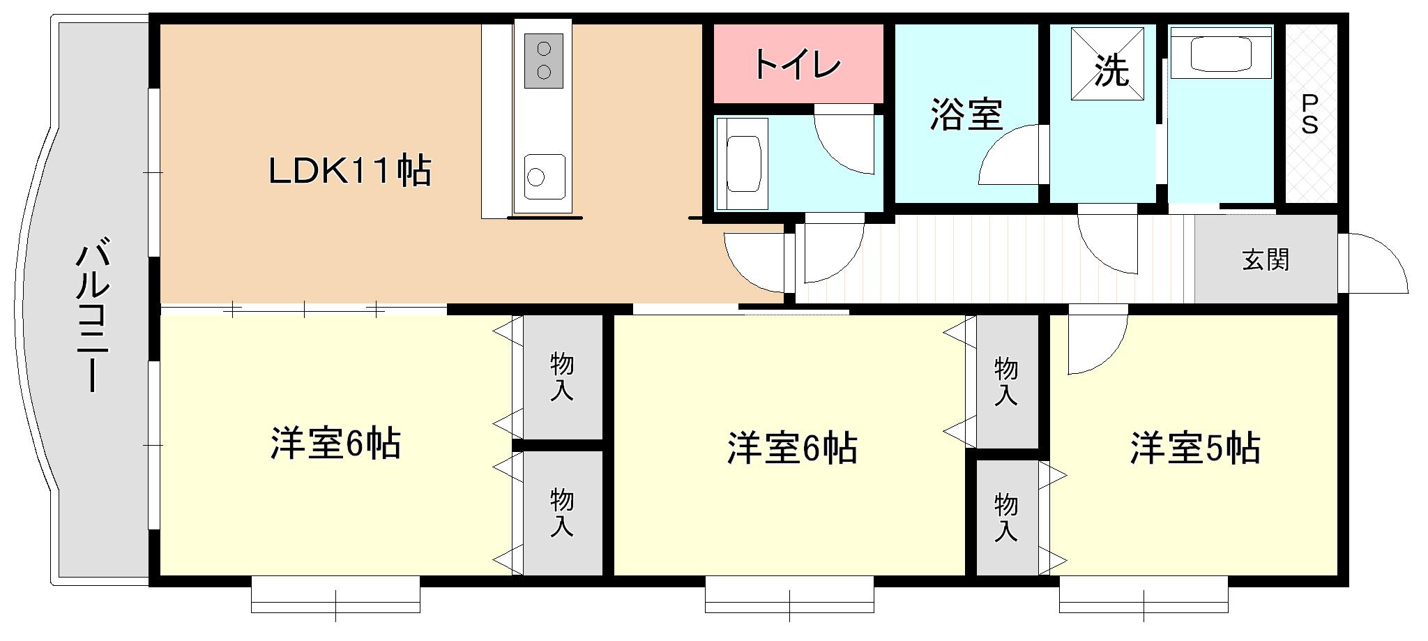 エクメーネ吉川(3LDK/3階)の間取り写真