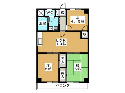 ニュー松戸コーポ F棟(3LDK/1階)の間取り写真