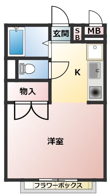 フローレンスヨウコ甲南(ワンルーム/1階)の間取り写真