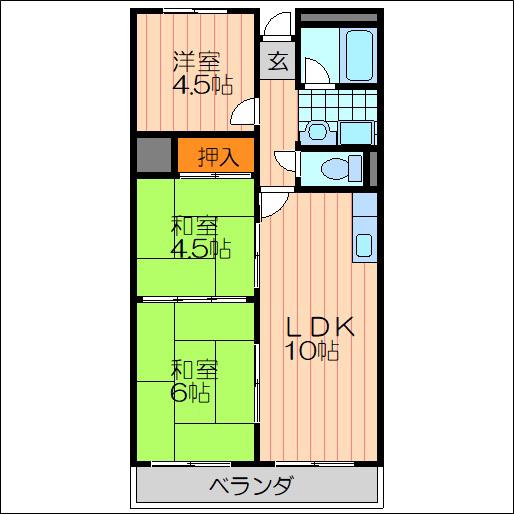 三福ビル(3LDK/4階)の間取り写真