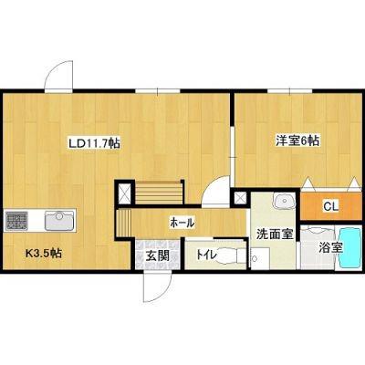 GRAND COURT B(1LDK/2階)の間取り写真