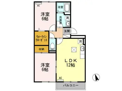 ロイヤルガーデン D102(2LDK/1階)の間取り写真