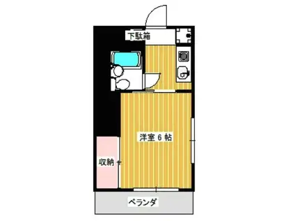 武蔵野マンション(1K/1階)の間取り写真