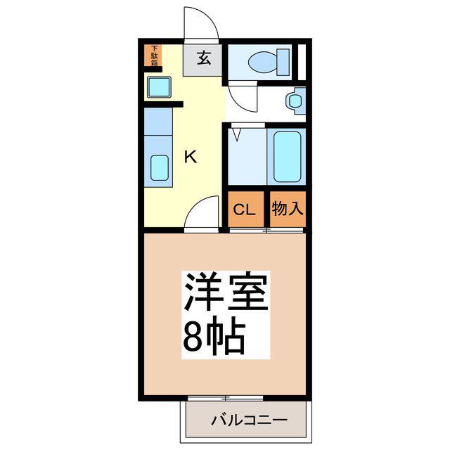 メゾンソレイユ(1K/1階)の間取り写真