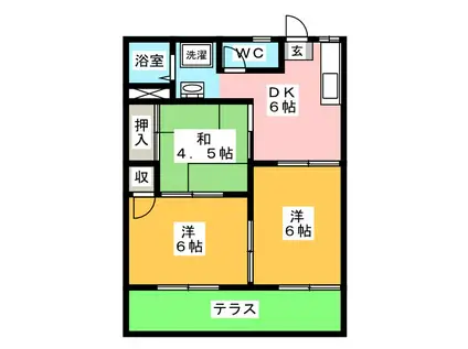 ハピネス千代II(3DK/1階)の間取り写真