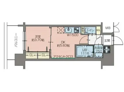 プレジオ難波(1DK/8階)の間取り写真