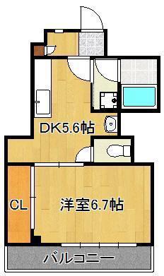 ヴィンテージ南小倉(1DK/2階)の間取り写真