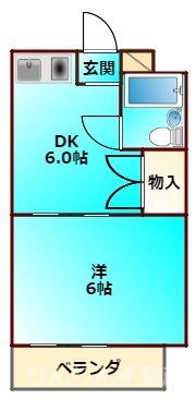 FMハイツ(1DK/2階)の間取り写真