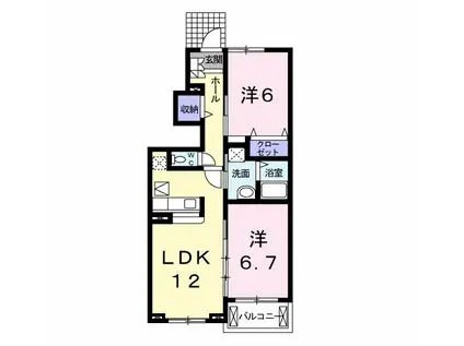 サンリット タウンB(2LDK/1階)の間取り写真