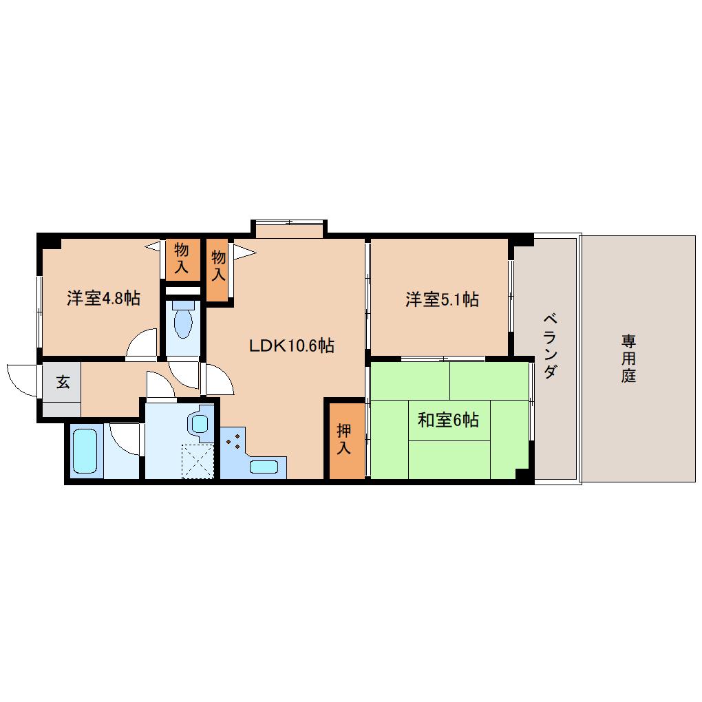 ネオハイツ学園前(3LDK/3階)の間取り写真