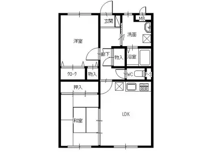 グレーシア駅南(2LDK/3階)の間取り写真