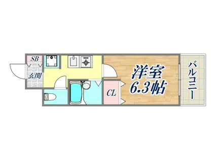 ラ・メルベーユ(1K/7階)の間取り写真